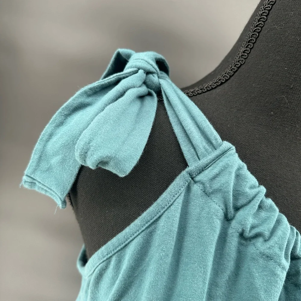 #79- BiBi One-Shoulder Teal Blue Top Size M - Picture 6 of 7